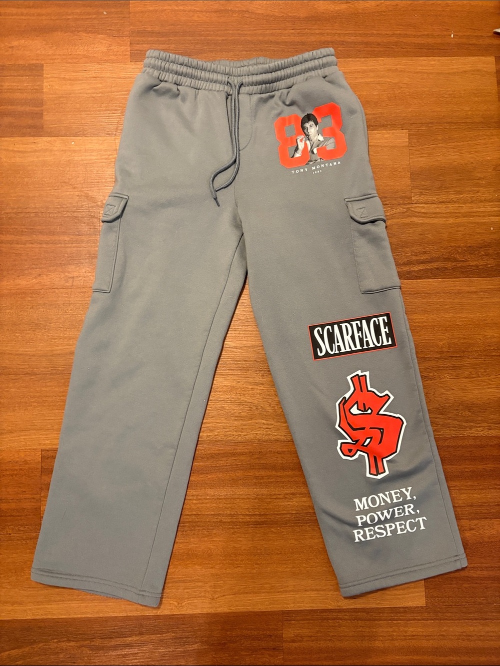 Scarface Gray Cargo Sweatpants Medium Tony Montana Graphic